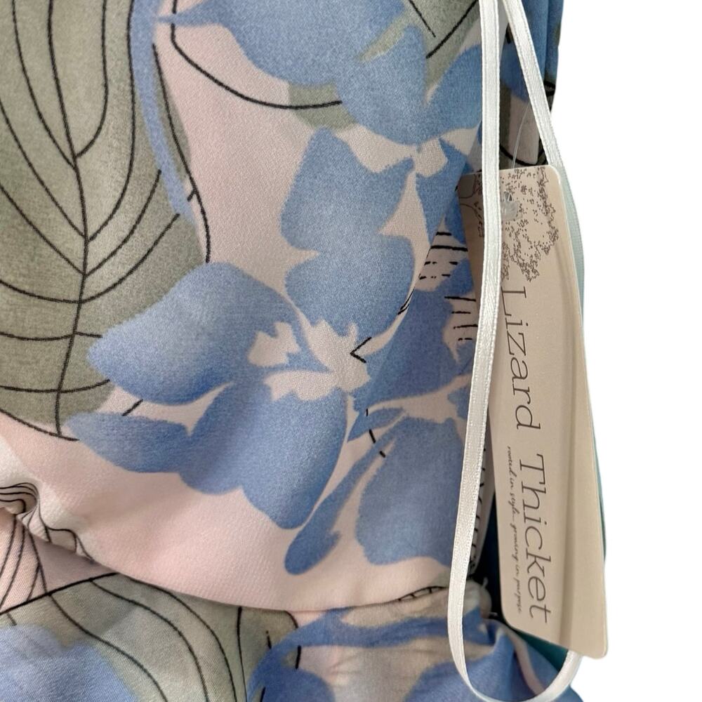 Big Water Blue Sky Pink Blue Green Floral Flutter Tie Back Maxi Dress S NEW Tags - Picture 9 of 15